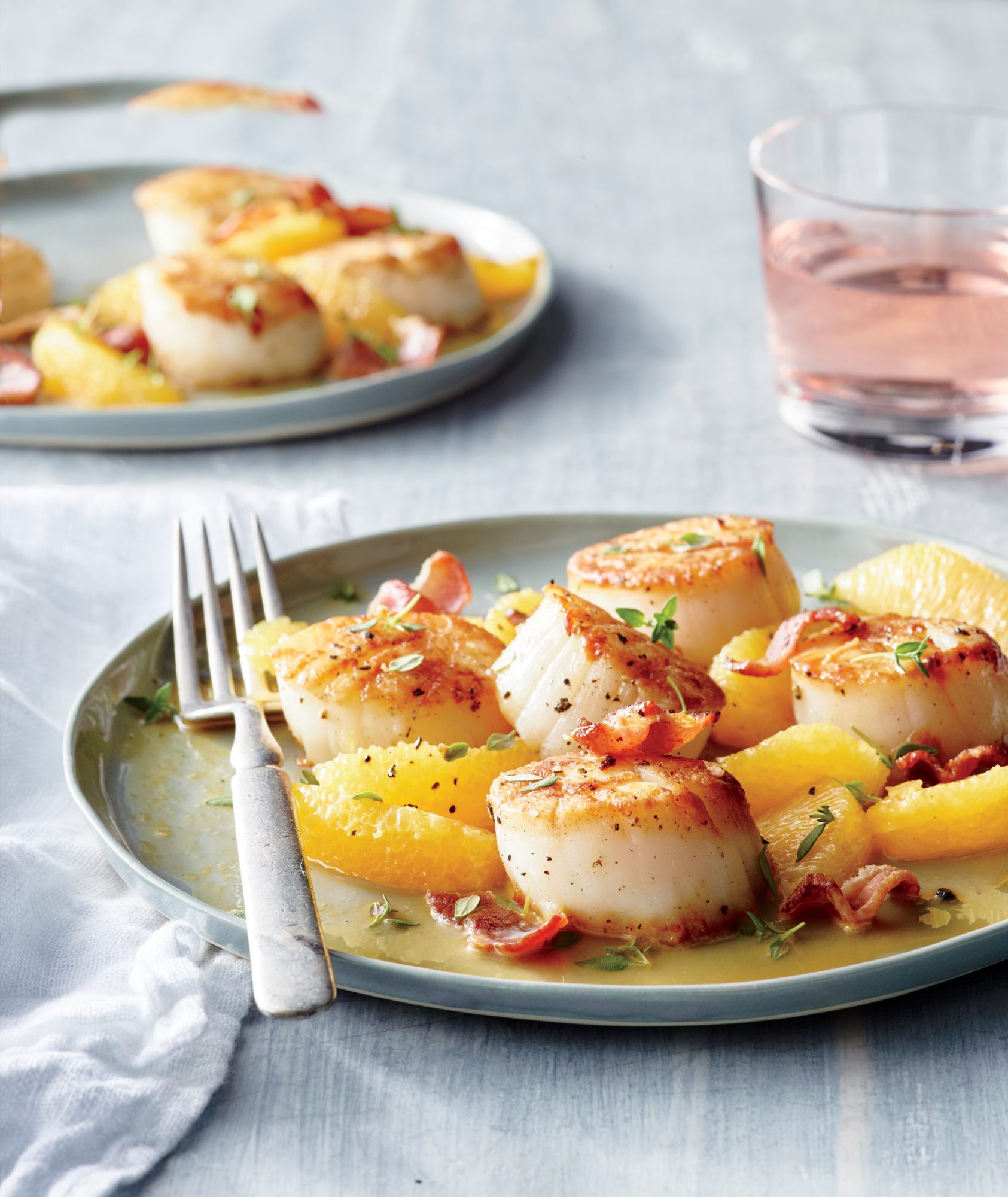 Seared Scallops with Bacon and Oranges