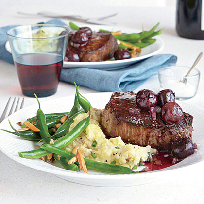 Seared Steaks with Red Wine-Cherry Sauce Seared Steaks with Red Wine-Cherry Sauce