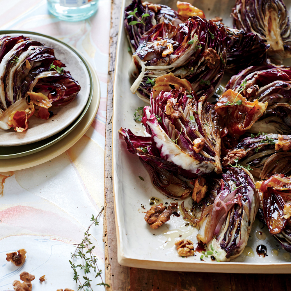 Roasted Balsamic Radicchio with Pancetta and Walnuts