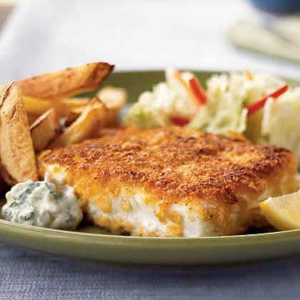 Cornflake-Crusted Halibut with Chile-Cilantro Aioli Cornflake-Crusted Halibut with Chile-Cilantro Aioli